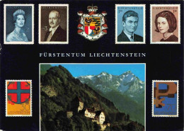 Delcampe - Briefmarken Auf AK Timbres Postage Francobollo-- Fuerstentum Liechtenstein - Sellos (representaciones)