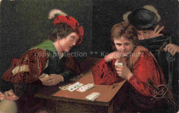 Delcampe - Kartenspiel-Postkarte Jeu De Cartes CPA-- Michelangelo Da Caravaggio Dresden - Sonstige & Ohne Zuordnung