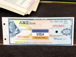 Delcampe - US Bearer's Checks US Money International Travel CHEQUE SPECIMEN 50$ Year -LOT-1PCS - Chèques & Chèques De Voyage