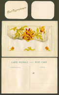 Delcampe - WW1 SILK Embroidered French Old Postcard Flowers Best Remembrance Card In Wallet - Non Classés