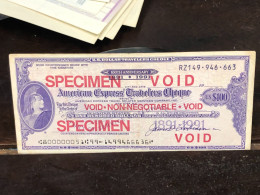 Delcampe - US Bearer's Checks US Money International Travel CHEQUE SPECIMEN `100$ Year -LOT-1PCS - Chèques & Chèques De Voyage