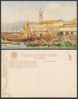 Delcampe - Penang Old Tuck's Oilette Postcard Victoria Pier Clock Tower Native Boats Harbor - Non Classés