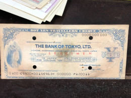 Delcampe - JAPAN Bearer's Checks US Money International Travel CHEQUE SPECIMEN `5000$ Year -LOT-1PCS - Chèques & Chèques De Voyage