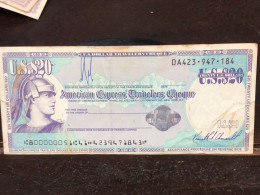Delcampe - 1980/2004 US Bearer's Checks US Money International Travel CHEQUE `20 US DOLLARS Year -LOT-1PCS - Chèques & Chèques De Voyage