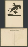Delcampe - Krause Carus Artist Signed Silhouette Old Postcard Angel On A Horse Rider Angels - Non Classés