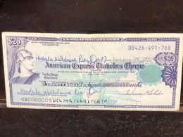 Delcampe - 1980/2004 US Bearer's Checks US Money International Travel CHEQUE `20 US DOLLARS Year -LOT-1PCS - Cheques En Traveller's Cheques