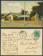 Delcampe - South Africa KE7 1/2d 1908 Old Colour Postcard Royal Hotel Dundee, Natal, Street - Non Classés