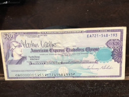 Delcampe - 1980/2004 US Bearer's Checks US Money International Travel CHEQUE `20 US DOLLARS Year -LOT-1PCS - Cheques En Traveller's Cheques