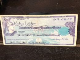 Delcampe - 1980/2004 US Bearer's Checks US Money International Travel CHEQUE `20 US DOLLARS Year -LOT-1PCS - Cheques En Traveller's Cheques
