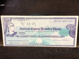 Delcampe - 1980/2004 US Bearer's Checks US Money International Travel CHEQUE `50 US DOLLARS Year -LOT-1PCS - Cheques En Traveller's Cheques