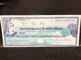 Delcampe - 1980/2004 US Bearer's Checks US Money International Travel CHEQUE `50 US DOLLARS Year -LOT-1PCS - Cheques En Traveller's Cheques
