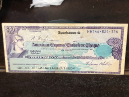Delcampe - 1980/2004 US Bearer's Checks US Money International Travel CHEQUE `50 US DOLLARS Year -LOT-1PCS - Cheques En Traveller's Cheques
