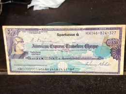 Delcampe - 1980/2004 US Bearer's Checks US Money International Travel CHEQUE `50 US DOLLARS Year -LOT-1PCS - Cheques En Traveller's Cheques