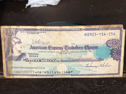 Delcampe - 1980/2004 US Bearer's Checks US Money International Travel CHEQUE `50 US DOLLARS Year -LOT-1PCS - Cheques En Traveller's Cheques