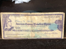 Delcampe - 1980/2004 US Bearer's Checks US Money International Travel CHEQUE `50 US DOLLARS Year -LOT-1PCS - Cheques En Traveller's Cheques