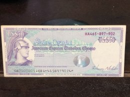 Delcampe - 1980/2004 US Bearer's Checks US Money International Travel CHEQUE `50 US DOLLARS Year -LOT-1PCS - Cheques En Traveller's Cheques
