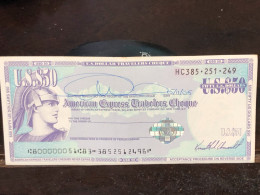 Delcampe - 1980/2004 US Bearer's Checks US Money International Travel CHEQUE `50 US DOLLARS Year -LOT-1PCS - Cheques En Traveller's Cheques