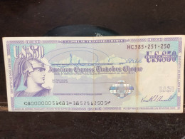 Delcampe - 1980/2004 US Bearer's Checks US Money International Travel CHEQUE `50 US DOLLARS Year -LOT-1PCS - Cheques En Traveller's Cheques