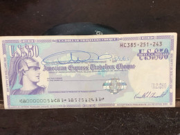 Delcampe - 1980/2004 US Bearer's Checks US Money International Travel CHEQUE `50 US DOLLARS Year -LOT-1PCS - Cheques En Traveller's Cheques