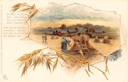 Delcampe - B163 Agriculture Passepartout Wheat Poem Peasant Hay Sun Postcard - Sonstige & Ohne Zuordnung