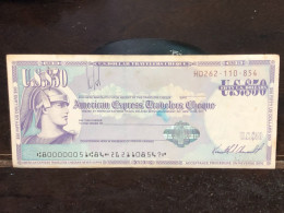 Delcampe - 1980/2004 US Bearer's Checks US Money International Travel CHEQUE `50 US DOLLARS Year -LOT-1PCS - Cheques En Traveller's Cheques