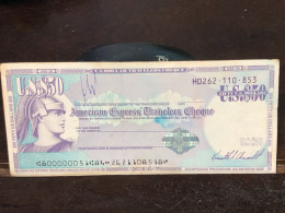 Delcampe - 1980/2004 US Bearer's Checks US Money International Travel CHEQUE `50 US DOLLARS Year -LOT-1PCS - Cheques En Traveller's Cheques