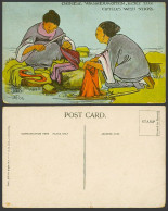 Delcampe - China Comic Old Postcard Chinese Washerwomen Beat The Clothes With Sticks LEF 06 - China