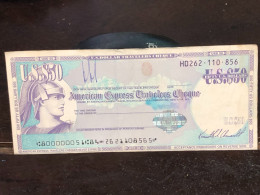 Delcampe - 1980/2004 US Bearer's Checks US Money International Travel CHEQUE `50 US DOLLARS Year -LOT-1PCS - Cheques En Traveller's Cheques