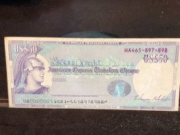 Delcampe - 1980/2004 US Bearer's Checks US Money International Travel CHEQUE `50 US DOLLARS Year -LOT-1PCS - Cheques En Traveller's Cheques