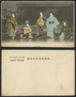 Delcampe - Japan Old Hand Tinted Postcard The Act, Geisha Girls Ladies Dancers Women Kimono - Actores