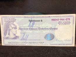 Delcampe - 1980/2004 US Bearer's Checks US Money International Travel CHEQUE `100 US DOLLARS Year -LOT-1PCS - Cheques En Traveller's Cheques