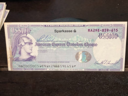 Delcampe - 1980/2004 US Bearer's Checks US Money International Travel CHEQUE `100 US DOLLARS Year -LOT-1PCS - Cheques En Traveller's Cheques