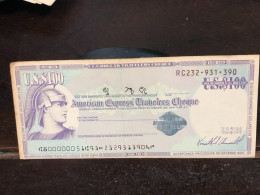 Delcampe - 1980/2004 US Bearer's Checks US Money International Travel CHEQUE `100 US DOLLARS Year -LOT-1PCS - Cheques En Traveller's Cheques