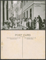 Delcampe - Gibraltar Old Postcard Serruya's Ramp Street Scene Group Of Men Women & Children - Gibraltar
