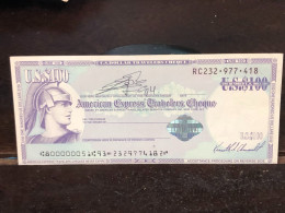 Delcampe - 1980/2004 US Bearer's Checks US Money International Travel CHEQUE `100 US DOLLARS Year -LOT-1PCS - Cheques En Traveller's Cheques