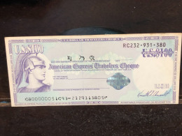 Delcampe - 1980/2004 US Bearer's Checks US Money International Travel CHEQUE `100 US DOLLARS Year -LOT-1PCS - Cheques En Traveller's Cheques
