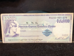 Delcampe - 1980/2004 US Bearer's Checks US Money International Travel CHEQUE `100 US DOLLARS Year -LOT-1PCS - Cheques En Traveller's Cheques