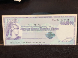 Delcampe - 1980/2004 US Bearer's Checks US Money International Travel CHEQUE `100 US DOLLARS Year -LOT-1PCS - Cheques En Traveller's Cheques