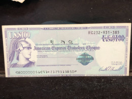 Delcampe - 1980/2004 US Bearer's Checks US Money International Travel CHEQUE `100 US DOLLARS Year -LOT-1PCS - Cheques & Traverler's Cheques
