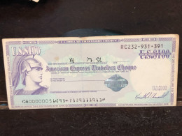 Delcampe - 1980/2004 US Bearer's Checks US Money International Travel CHEQUE `100 US DOLLARS Year -LOT-1PCS - Cheques & Traverler's Cheques