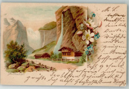 Delcampe - 3822 Lauterbrunnen 1900 Gebrauchsspuren Staubbachfall Lithographie - 10734290 - Lauterbrunnen