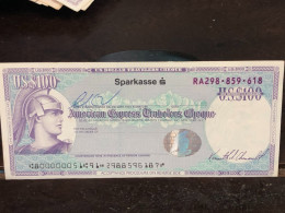 Delcampe - 1980/2004 US Bearer's Checks US Money International Travel CHEQUE `100 US DOLLARS Year -LOT-1PCS - Cheques & Traverler's Cheques