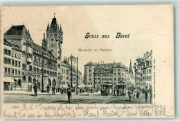 Delcampe - 4000 Basel Bâle 1901 Gebrauchsspuren Marktplatz Rathaus Straßenbahnen - 10598329 - Basel