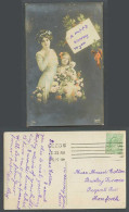 Delcampe - Glamour Lady Woman Little Girl Doll A Happy Birthday Greetings 1911 Old Postcard - Non Classés