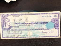 Delcampe - 1980/2004 US Bearer's Checks US Money International Travel CHEQUE `100 US DOLLARS Year -LOT-1PCS - Cheques & Traverler's Cheques