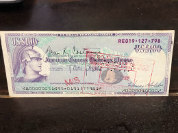 Delcampe - 1980/2004 US Bearer's Checks US Money International Travel CHEQUE `100 US DOLLARS Year -LOT-1PCS - Cheques & Traverler's Cheques