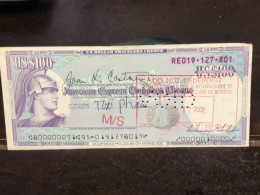 Delcampe - 1980/2004 US Bearer's Checks US Money International Travel CHEQUE `100 US DOLLARS Year -LOT-1PCS - Cheques & Traverler's Cheques