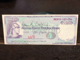 Delcampe - 1980/2004 US Bearer's Checks US Money International Travel CHEQUE `100 US DOLLARS Year -LOT-1PCS - Cheques & Traverler's Cheques