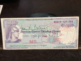 Delcampe - 1980/2004 US Bearer's Checks US Money International Travel CHEQUE `100 US DOLLARS Year -LOT-1PCS - Cheques & Traverler's Cheques