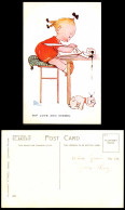 Delcampe - MABEL LUCIE ATTWELL C.1920 Old Postcard Wif Love & Kisses 882 Girl Dog Puppy Ink - Non Classés